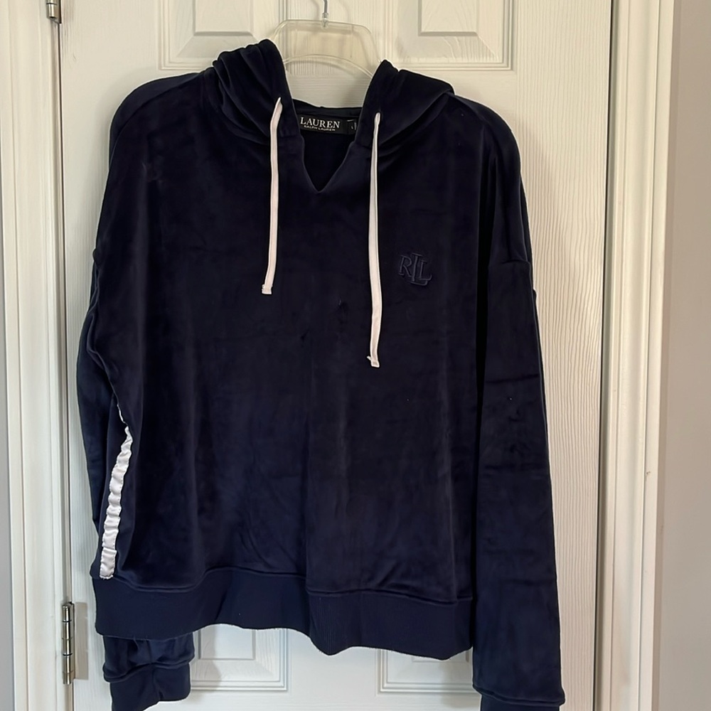 Ralph Lauren navy blue velour sweat suit.